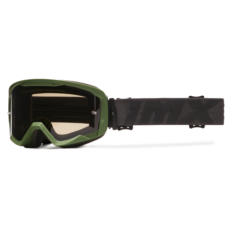 Occhiali da moto iMX Endurance Flip verde-nero con plexiglass trasparente