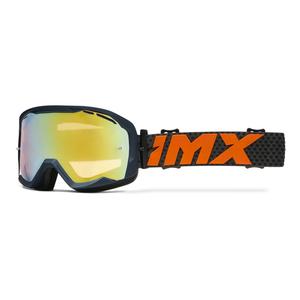 Occhiali da moto iMX Endurance Flip blu-arancio con plexiglass iridium