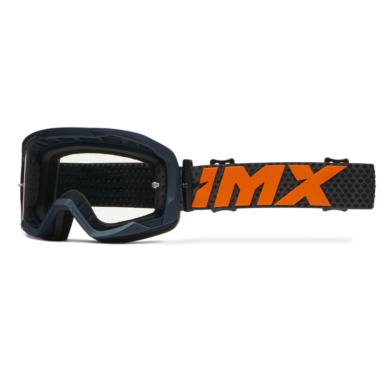 Occhiali da moto iMX Endurance Flip blu-arancio con plexiglass iridium