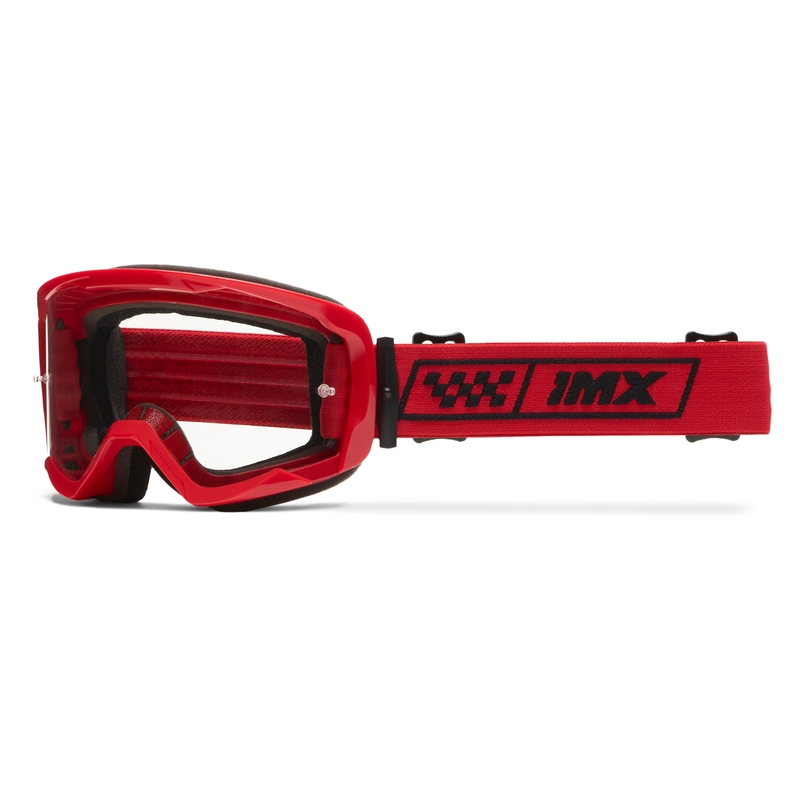 Occhiali da moto iMX Endurance Race rosso-rosso con plexiglass fumé