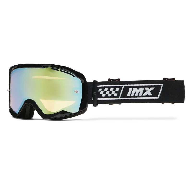 Occhiali da moto iMX Endurance Race neri-bianchi con plexiglass iridium