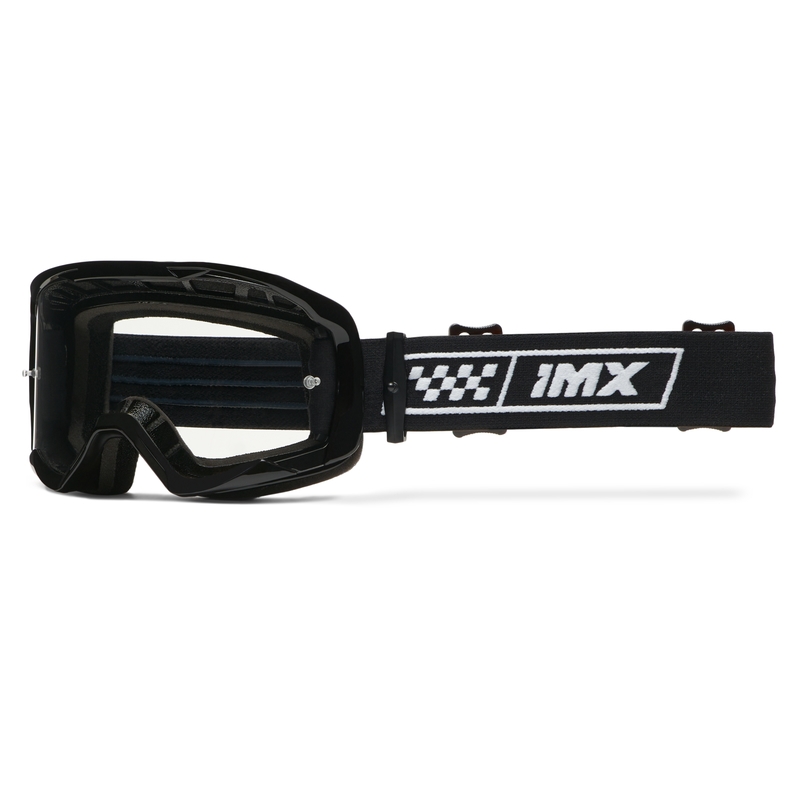 Occhiali da moto iMX Endurance Race neri-bianchi con plexiglass iridium