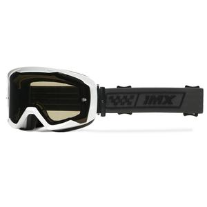 Occhiali da moto iMX Endurance Race bianco-nero con plexiglass fumé