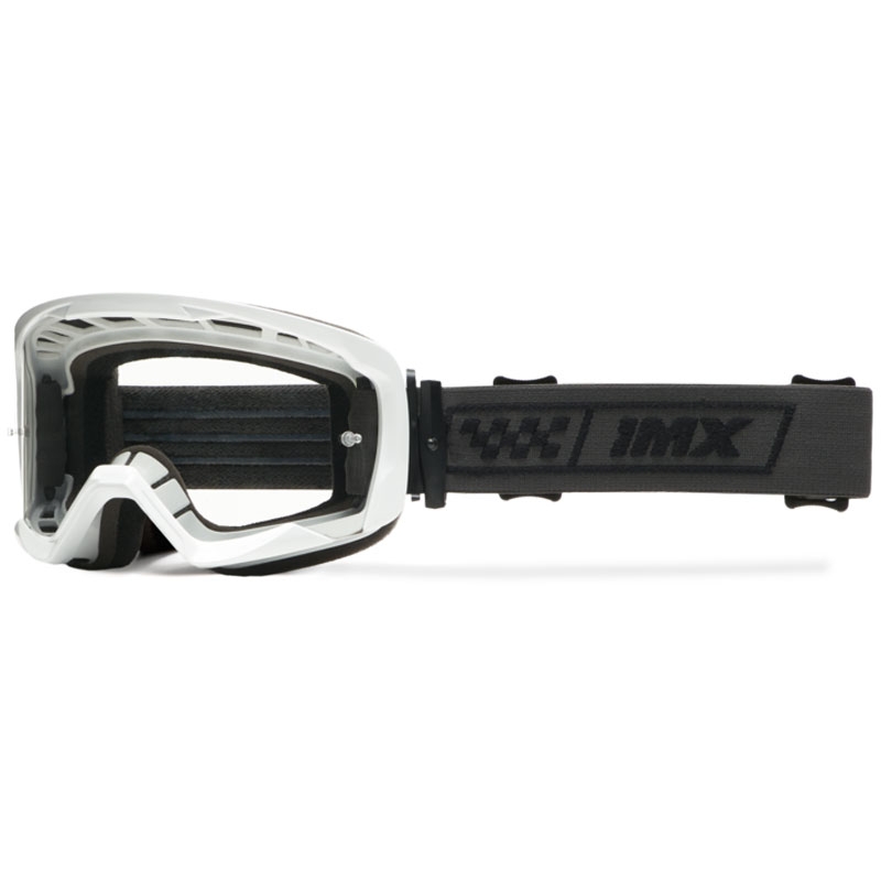 Occhiali da moto iMX Endurance Race bianco-nero con plexiglass fumé