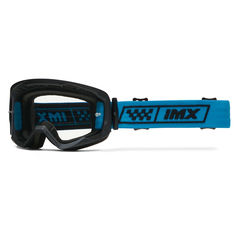 Occhiali da moto iMX Endurance Race nero-blu con plexiglass iridium