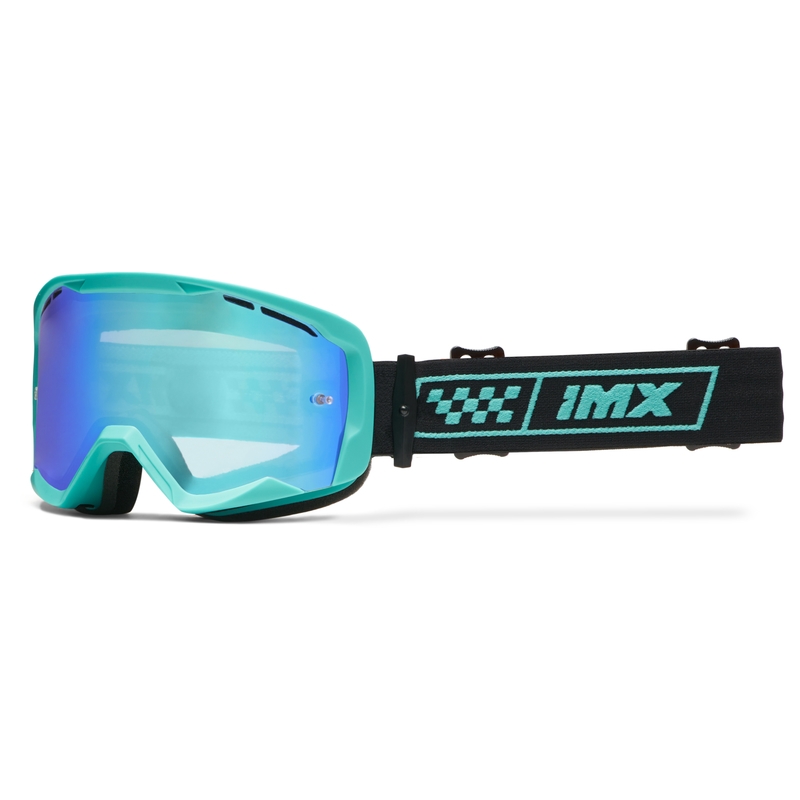 Occhiali da moto iMX Endurance Race turchese-nero con plexiglass iridium