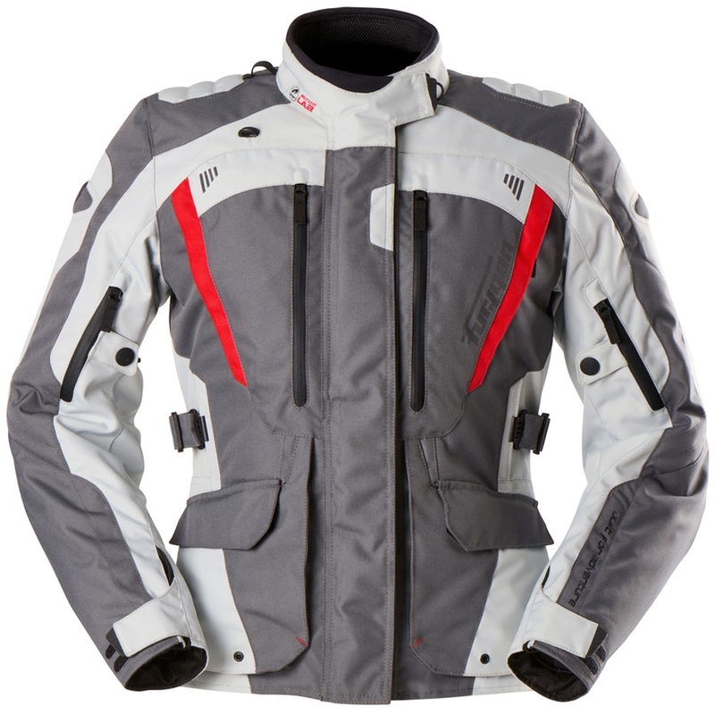 Giacca da moto da donna Furygan Apalaches Lady Evo grigio-beige-rosso