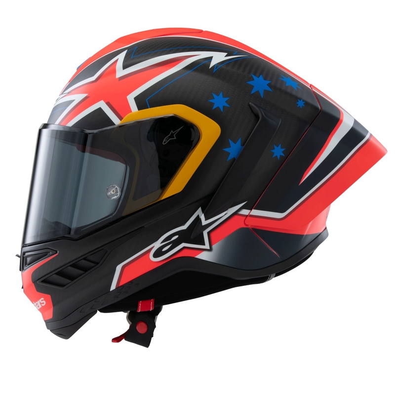 Casco integrale da moto Alpinestars Supertech R10 Limited Edition Jack Miller Carbonio opaco Rosso-Blu-Giallo-Bianco