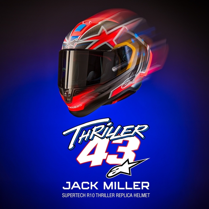 Casco integrale da moto Alpinestars Supertech R10 Limited Edition Jack Miller Carbonio opaco Rosso-Blu-Giallo-Bianco
