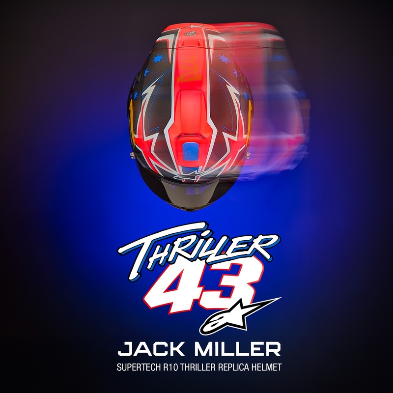 Casco integrale da moto Alpinestars Supertech R10 Limited Edition Jack Miller Carbonio opaco Rosso-Blu-Giallo-Bianco