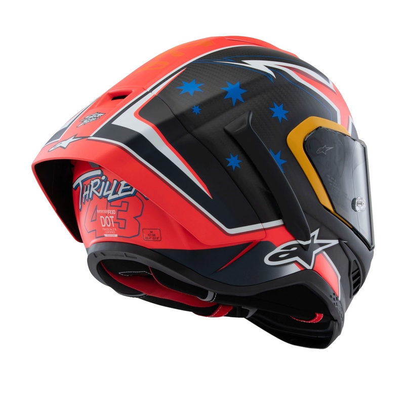 Casco integrale da moto Alpinestars Supertech R10 Limited Edition Jack Miller Carbonio opaco Rosso-Blu-Giallo-Bianco
