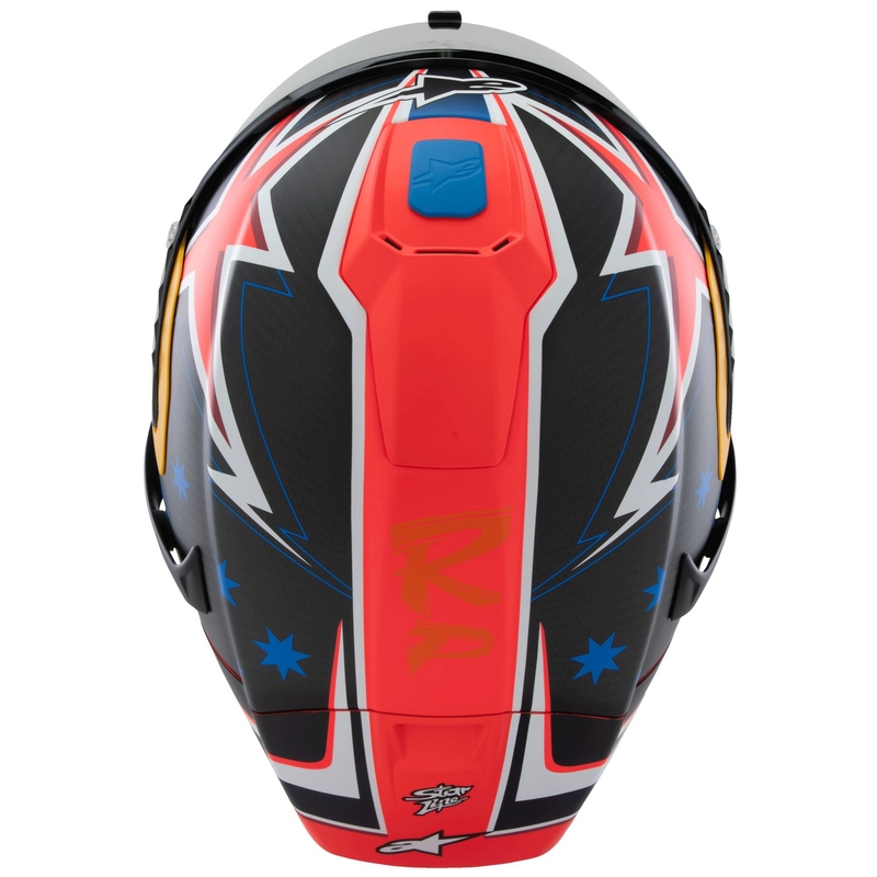 Casco integrale da moto Alpinestars Supertech R10 Limited Edition Jack Miller Carbonio opaco Rosso-Blu-Giallo-Bianco