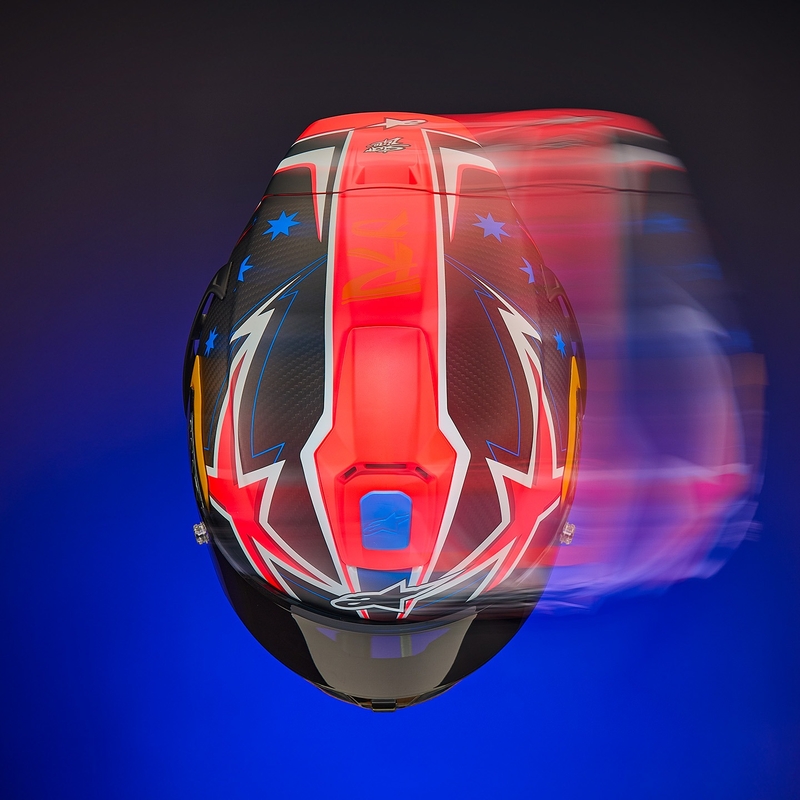 Casco integrale da moto Alpinestars Supertech R10 Limited Edition Jack Miller Carbonio opaco Rosso-Blu-Giallo-Bianco