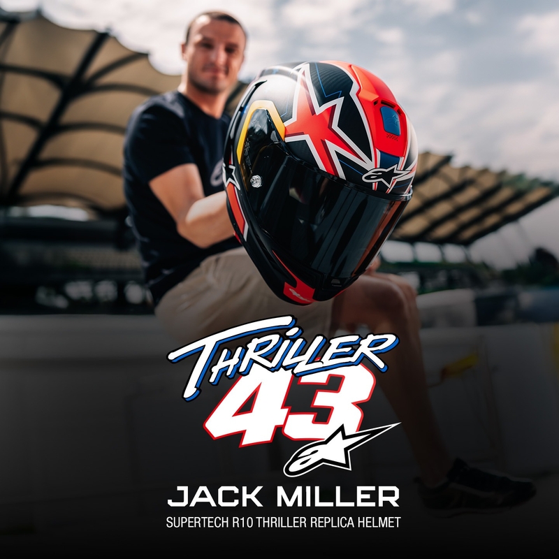 Casco integrale da moto Alpinestars Supertech R10 Limited Edition Jack Miller Carbonio opaco Rosso-Blu-Giallo-Bianco