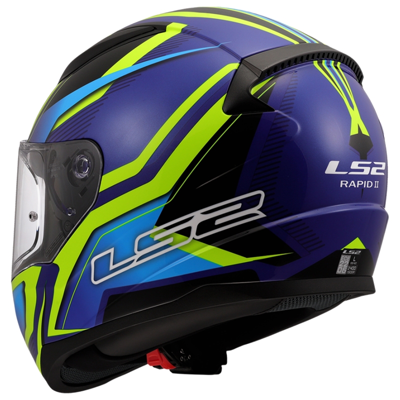 Casco integrale da moto LS2 FF353 Rapid II Flitz giallo fluo-blu