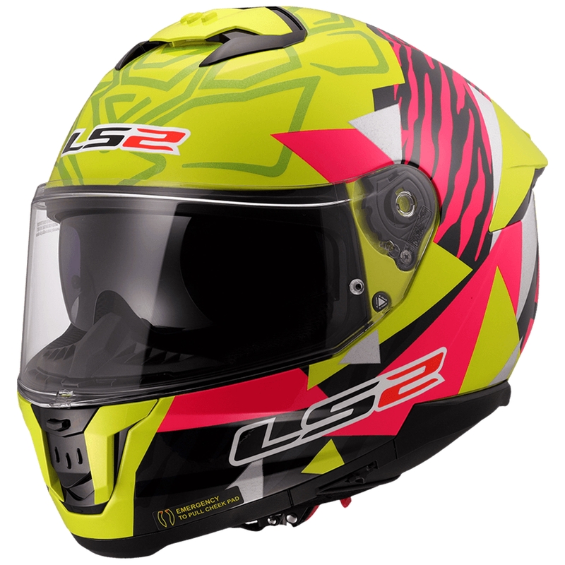 Casco integrale da moto LS2 FF808 Stream II Tiger giallo fluo-rosa