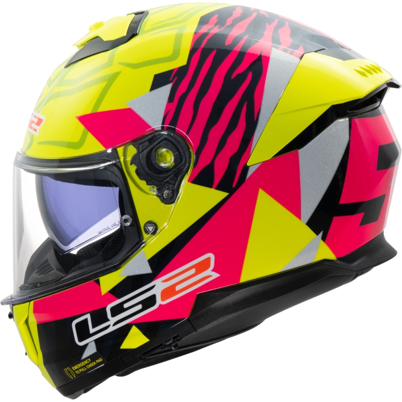 Casco integrale da moto LS2 FF808 Stream II Tiger giallo fluo-rosa