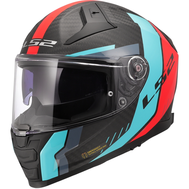 Casco integrale da moto LS2 FF811 Vector II C Grid rosso-turchese