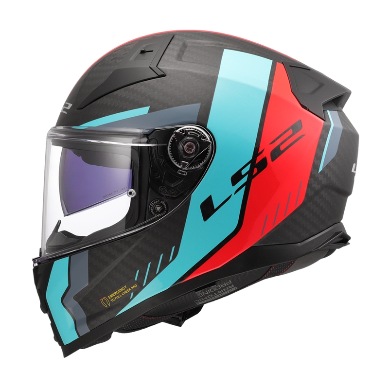 Casco integrale da moto LS2 FF811 Vector II C Grid rosso-turchese