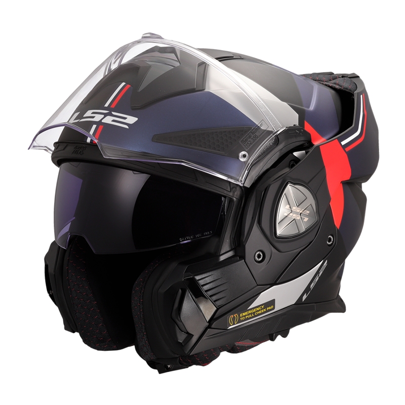 Casco moto flip-up LS2 FF901 Advant X Ultra blu-rosso