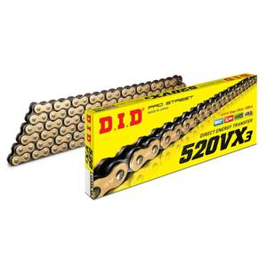 VX série X-Kroužkový řetěz D.I.D Chain 520VX3 118 L Zlatá/Černá