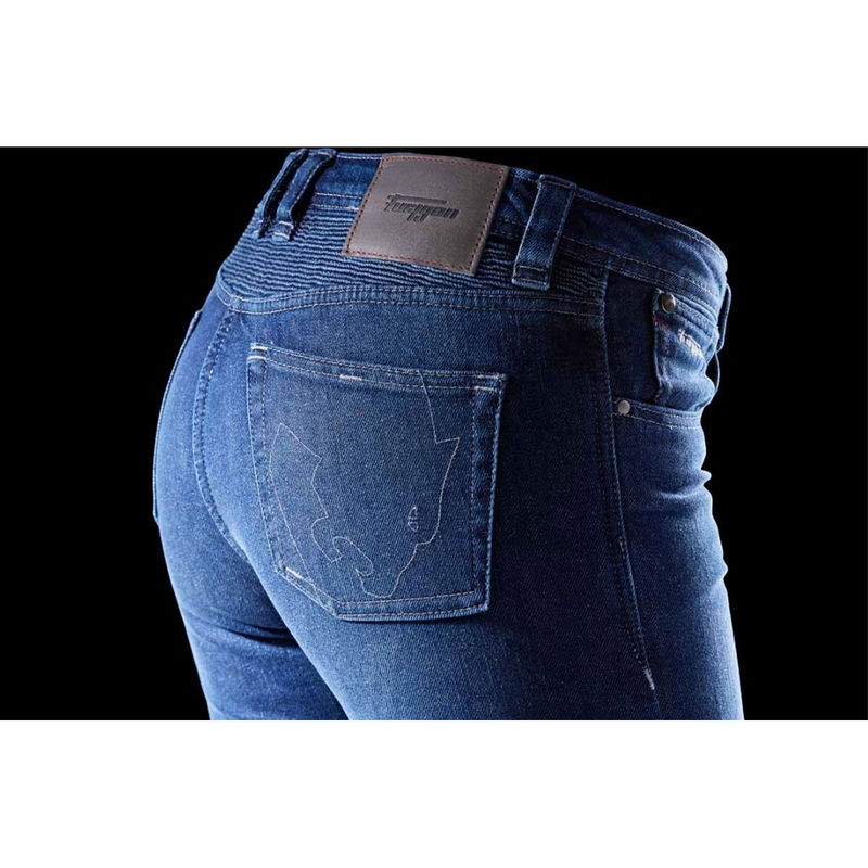 Jeans da motociclista da donna Furygan Purdey Evo Slim blu