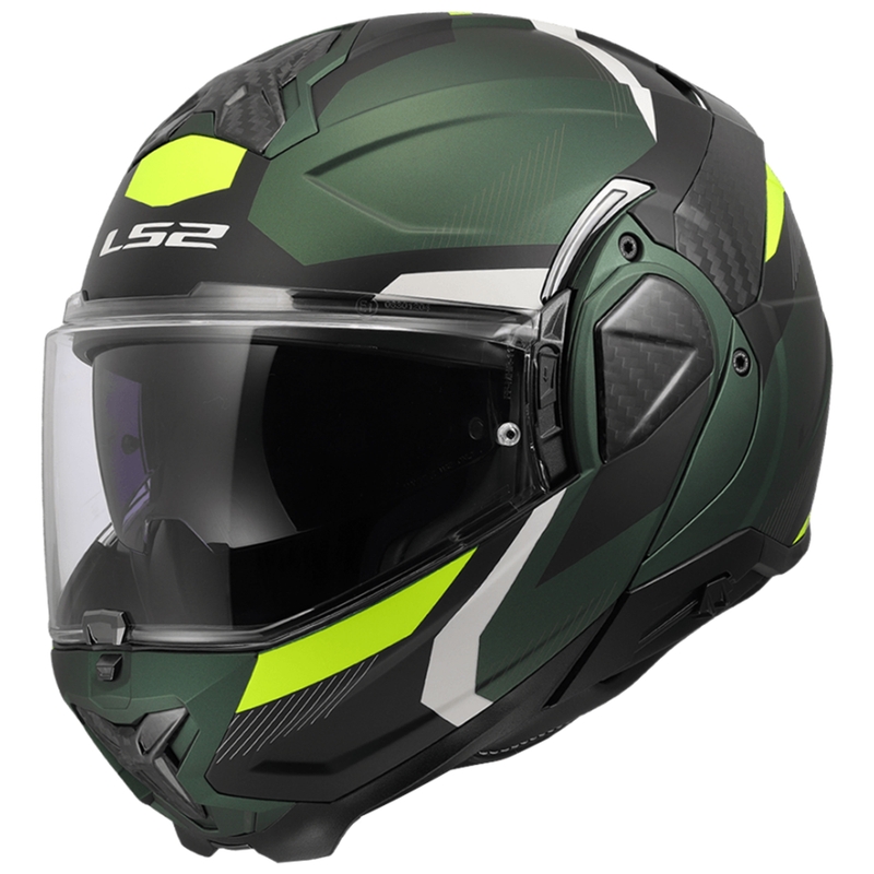 Casco moto flip-up LS2 FF910 Advant II Triple verde oliva