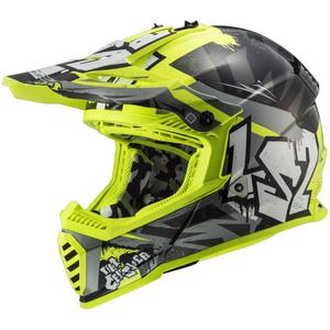 Casco da motocross per bambini LS2 MX437 Fast EVO Mini Crusher nero-giallo