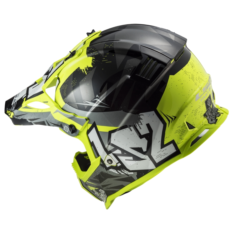 Casco da motocross per bambini LS2 MX437 Fast EVO Mini Crusher nero-giallo