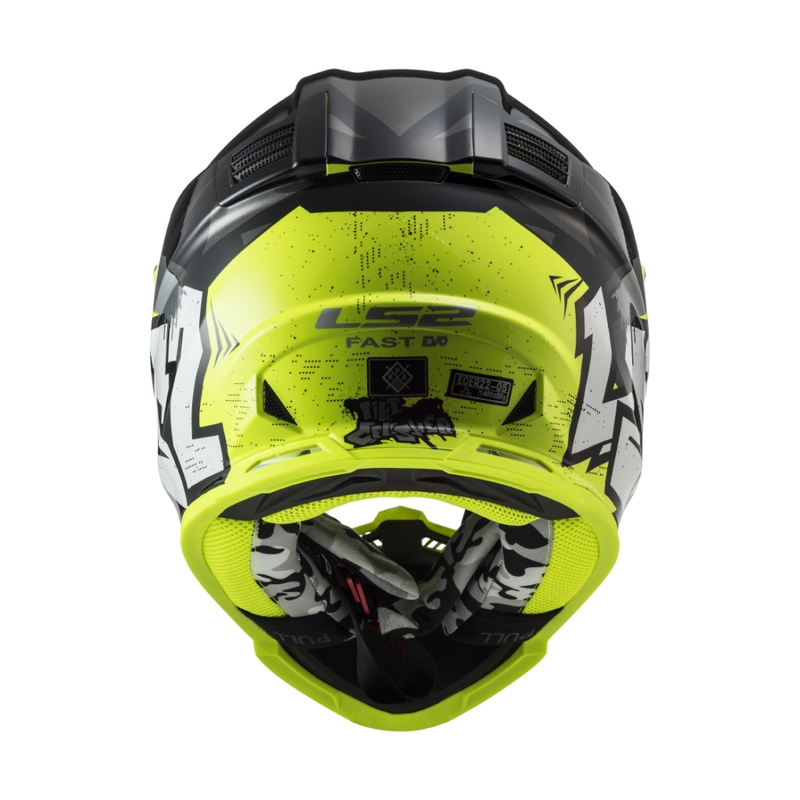 Casco da motocross per bambini LS2 MX437 Fast EVO Mini Crusher nero-giallo