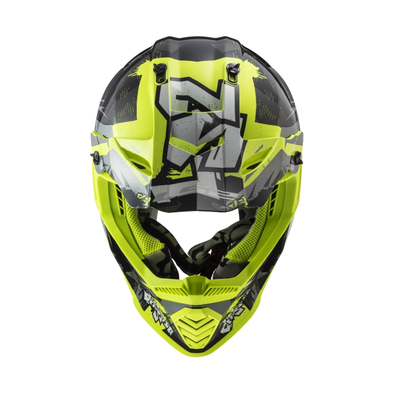 Casco da motocross per bambini LS2 MX437 Fast EVO Mini Crusher nero-giallo