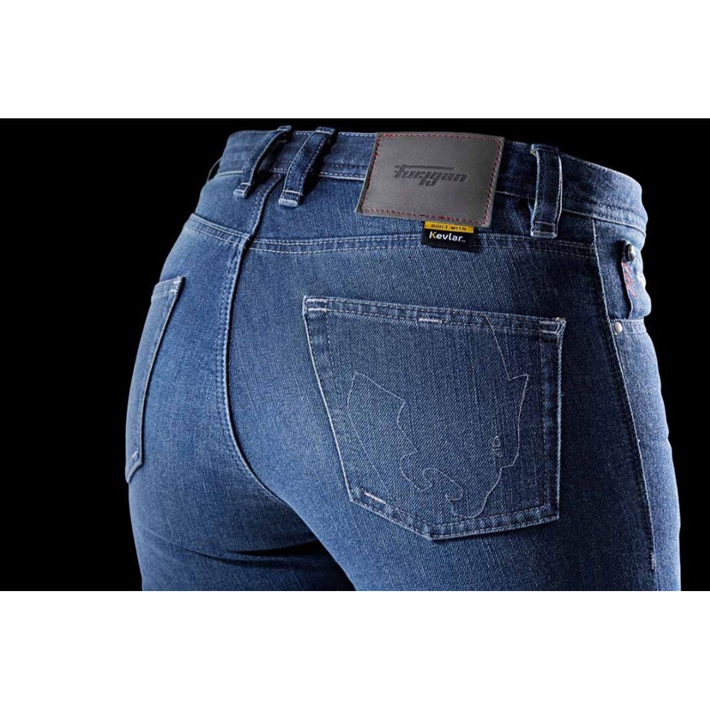 Jeans da motociclista da donna Furygan Kate X Kevlar® Straight, blu