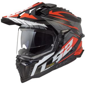 Casco moto enduro LS2 MX701 Explorer Spire nero-grigio-rosso