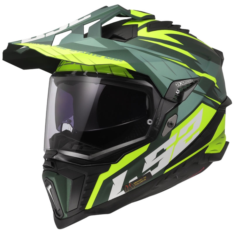 Casco moto enduro LS2 MX701 Explorer Spire verde-giallo fluo