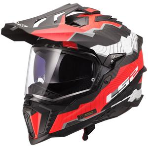 Casco moto enduro LS2 MX701 Explorer C Trick bianco-rosso