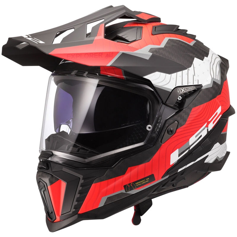Casco moto enduro LS2 MX701 Explorer C Trick bianco-rosso