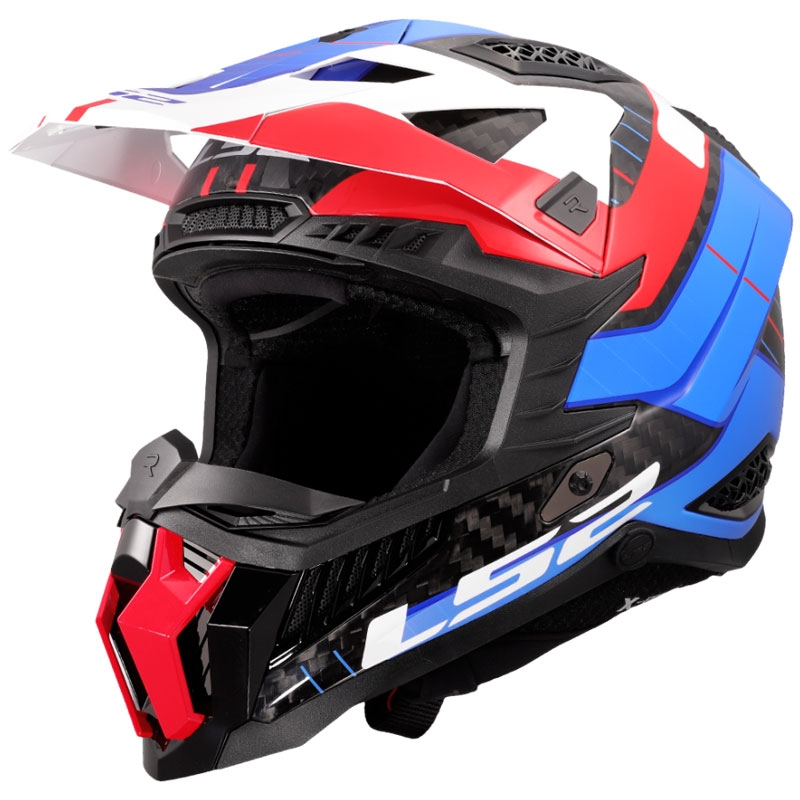 Casco da motocross LS2 MX703 X-Force Galuo bianco-rosso-blu