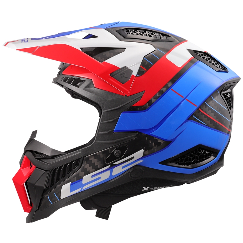 Casco da motocross LS2 MX703 X-Force Galuo bianco-rosso-blu