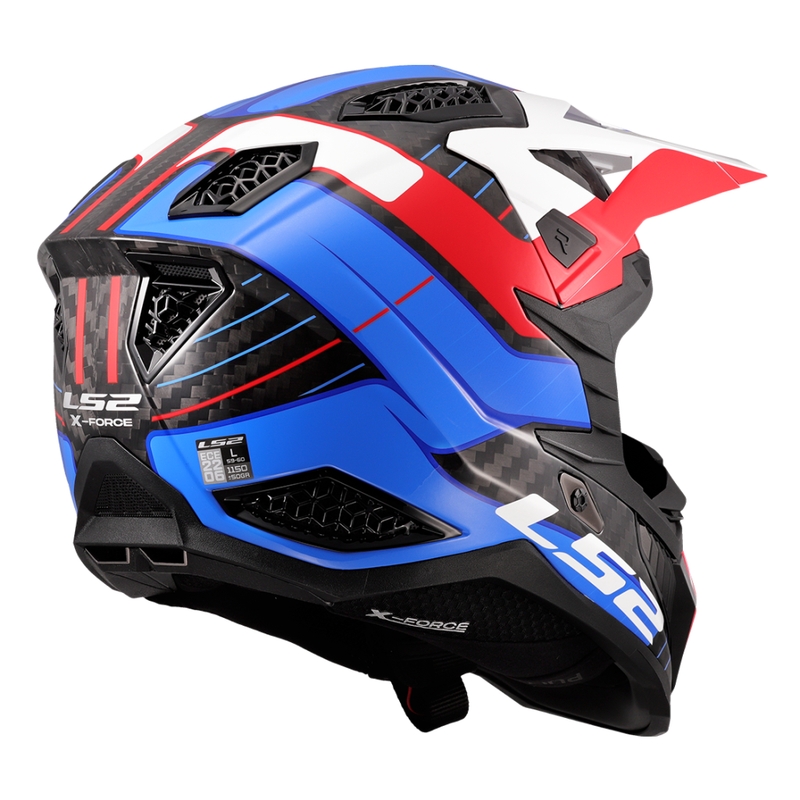 Casco da motocross LS2 MX703 X-Force Galuo bianco-rosso-blu