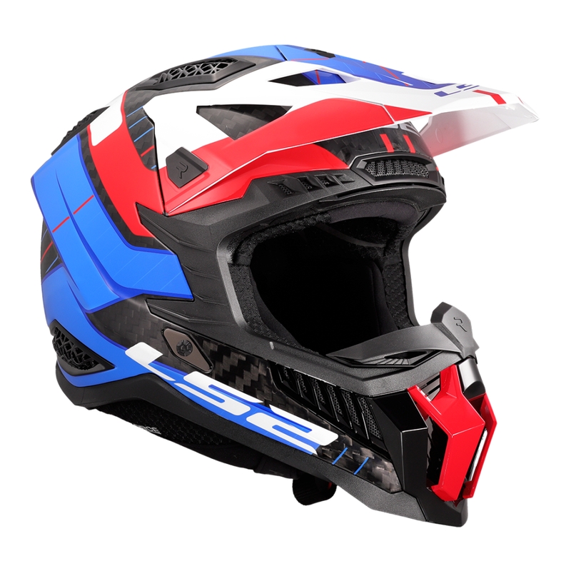 Casco da motocross LS2 MX703 X-Force Galuo bianco-rosso-blu