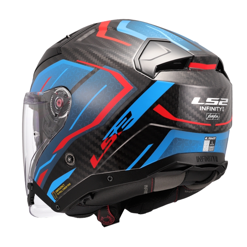 Casco moto jet LS2 OF603 Infinity II C Urus blu-rosso