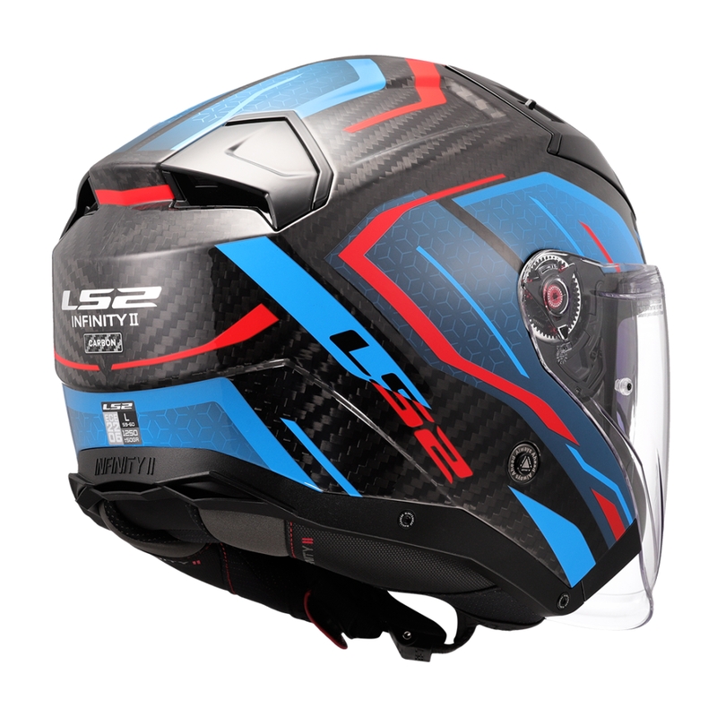 Casco moto jet LS2 OF603 Infinity II C Urus blu-rosso