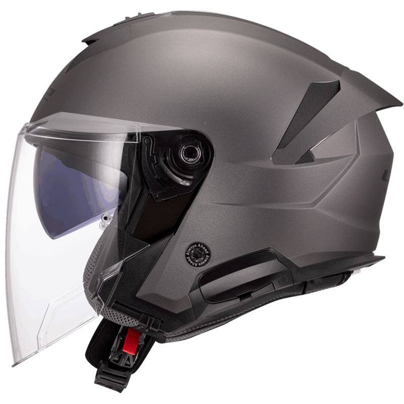 Casco moto jet LS2 OF618 Verso II Solid titanio opaco