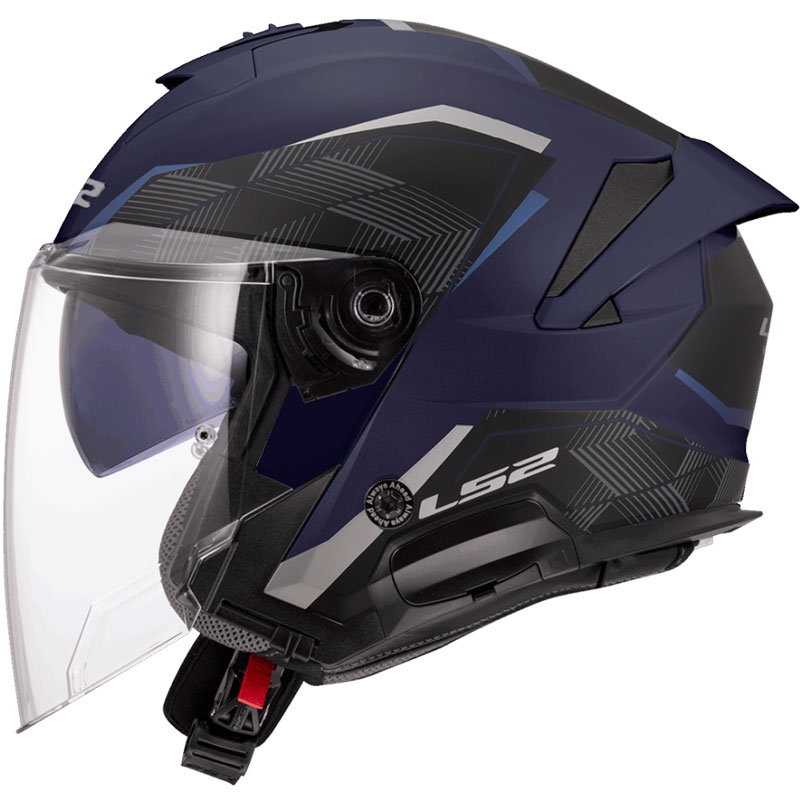 Casco moto jet LS2 OF618 Verso II Air blu scuro