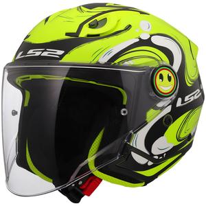 Casco moto jet per bambini LS2 OF622 Funny II Glup giallo fluo