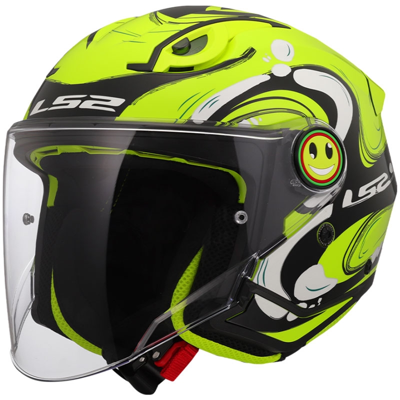 Casco moto jet per bambini LS2 OF622 Funny II Glup giallo fluo