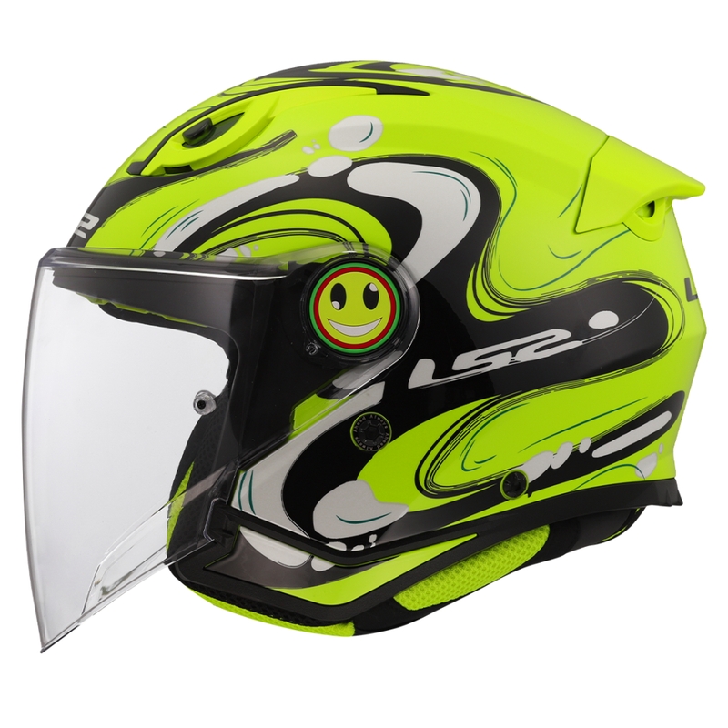Casco moto jet per bambini LS2 OF622 Funny II Glup giallo fluo