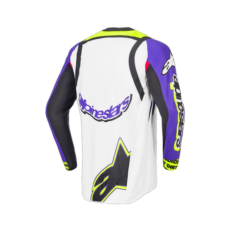 Maglia da motocross Alpinestars Supertech SX edizione limitata Dirt Studios bianco-viola-rosa-giallo fluo