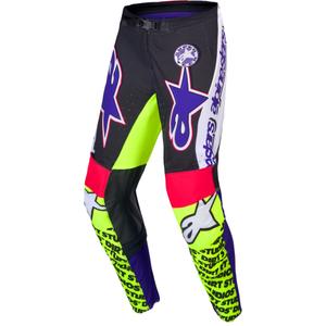 Pantaloni da motocross Alpinestars Supertech edizione limitata Dirt Studios bianco-viola-rosa-giallo fluo