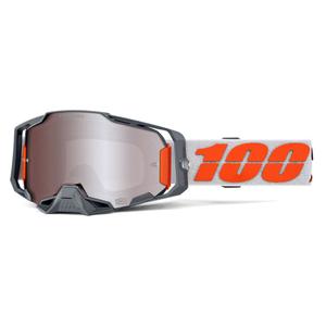 Occhiali da motocross 100% ARMEGA Silver con plexiglass HIPER argento